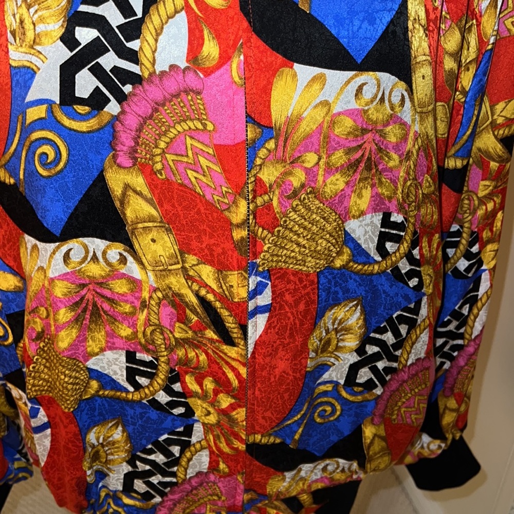 Spenserjeremy 100% Silk Vintage 80s 90s Vivid Colors Large Bomber Jacket… - Picture 15 of 16